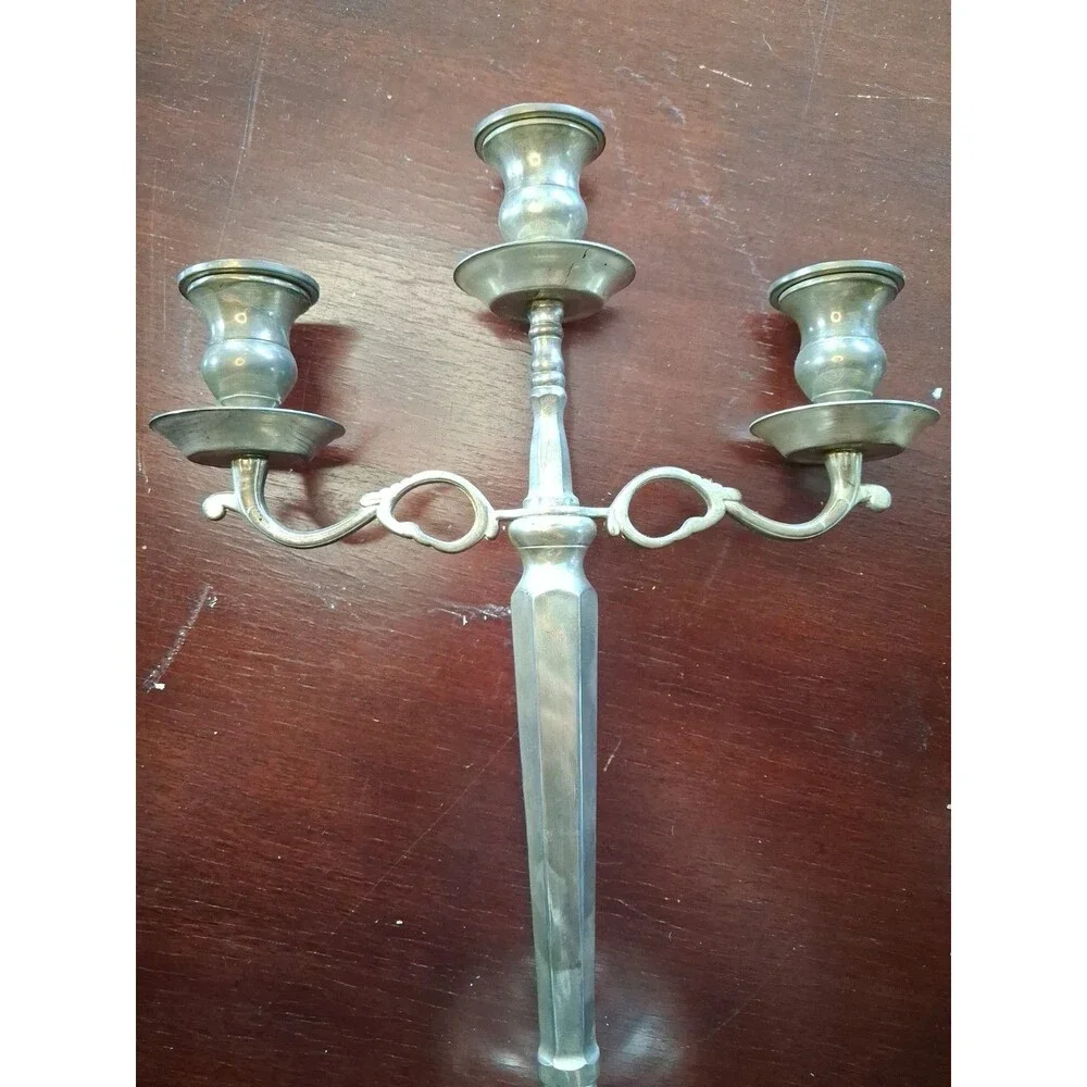 Vintage Godinger Silverplate Candelabras 3 Arm Holders Arms Silver Patina Rustic